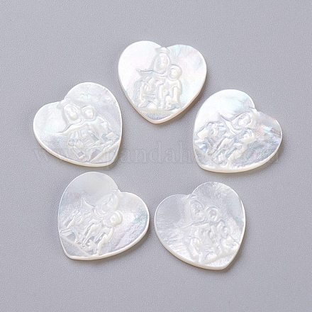 Natural White Shell Mother of Pearl Shell Cabochons SSHEL-L017-013-1