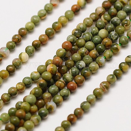 Pierre naturelle perles rondes rhyolite de jaspe brins G-A130-2mm-C01-1