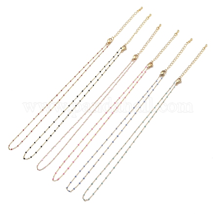 Brass Enamel Cable Chain Necklaces NJEW-JN02920-1