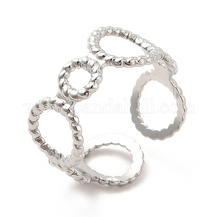 304 Stainless Steel Circle Wrap Open Cuff Ring for Women RJEW-F131-11P-1