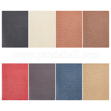BENECREAT 8PCS 8 Colors Ostrich Faux Leather Sheets 8.2 X 11.8 Inch Embossed Imitation Leather Sheets Ostrich Faux Leather Fabric for Upholstery Decoration DIY-BC0012-08-1