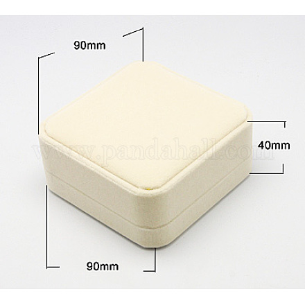 ベルベットのブレスレットボックス  正方形  ベージュ  サイズ：幅さ約90mm  長さ90mm  厚さ40mm X-VBOX-B005-1-1