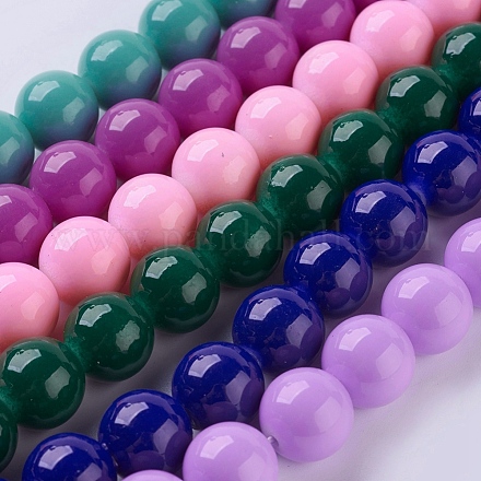 Chapelets de perles en verre opaques GLAA-I035-8mm-M-1