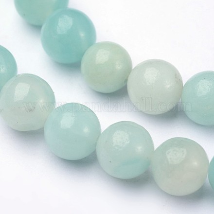 Brins de perles rondes en amazonite de fleurs naturelles G-L374-03-6mm-1