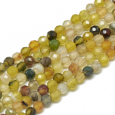 Natural Yellow Green Agate Beads Strands G-S300-06-3mm-1