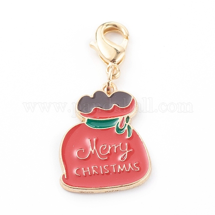 Рождественские тематические подвески из сплава с эмалью HJEW-JM00457-04-1