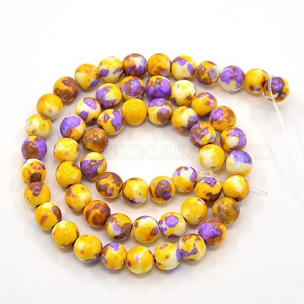 Synthetic Ocean White Jade Beads Strands G-L019-8mm-14-1