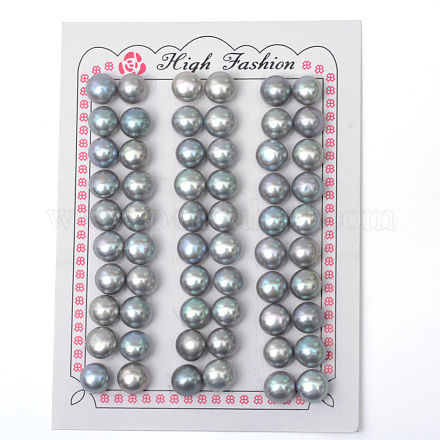 Cuentas redondas planas naturales de perlas cultivadas de agua dulce X-PEAR-R015-48-1