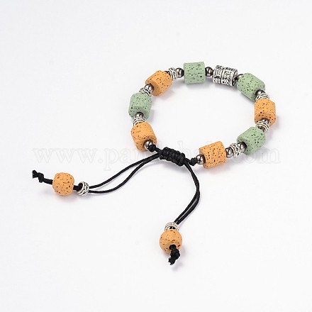 Bracelets de perles de pierre de lave BJEW-D325-03-1