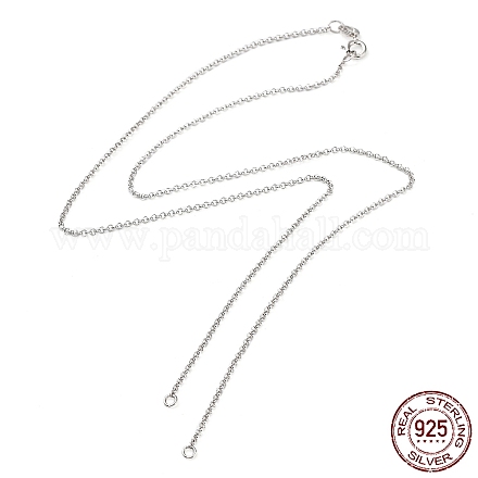 ロジウムメッキ 925 スターリングシルバー ロロ チェーン ネックレスの作成  ネームネックレス作りに  バネリング留め＆S925刻印入り  プラチナメッキ  18インチ（45.8cm） STER-B001-05P-1