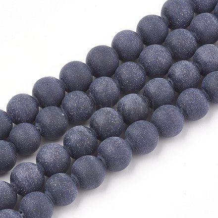 Chapelets de perles en pierre d'or bleue synthétique G-T106-008A-1