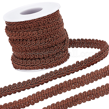 GORGECRAFT 10.9 Yards Polyester Woven Gimp Trim 5/8 inch Wide Braid Lace Trim Centipede Decorated Lace Ribbon for Costume DIY Crafts Sewing Jewellery Making Home Decoration (Brown) DIY-GF0005-16A-1