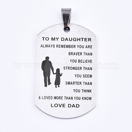 201 Stainless Steel Quote Pendants STAS-T044-228P-1