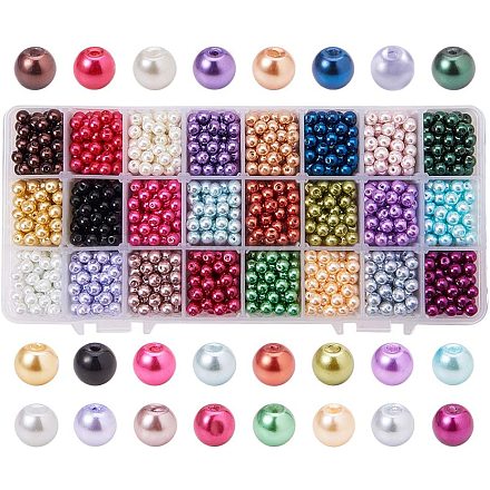 Eco-Friendly Dyed Glass Pearl Round Beads HY-PH0011-01-6mm-1