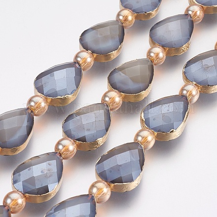 Chapelets de perles en verre électroplaqué EGLA-I008-01G-1