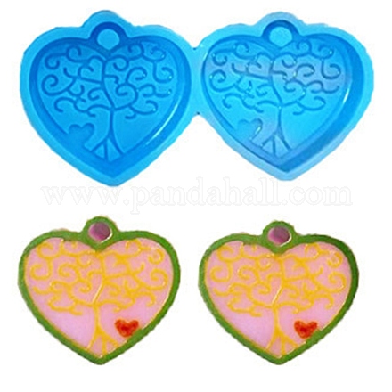 Stampini in silicone a forma di cuore con ciondolo albero della vita DIY-I088-04-1