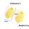 Stainless Steel Enamel Leaf Stud Earrings for Women, Yellow, 45x24.8mm