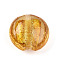 Handmade Silver Foil Glass Beads, Flat Round, Gold, 15~17x8.5~9.5mm, Hole: 1~2mm