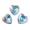 Glass Rhinestone Cabochons, Pointed Back & Back Plated, Faceted, Heart, Bermuda Blue, 8x8x4mm
