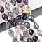 Natural Colorful Fluorite Beads Strands, Faceted, Oval, with Seed Beads, 8~9x6~8mm, Hole: 1~1.2mm, about 36~38pcs/strand, 14.96~15.35 inch(38~39cm)