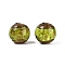 Handmade Gold Sand Lampwork Beads, Round, Green Yellow, 8~8.5mm, Hole: 1.4~1.6mm