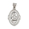 Brass Micro Pave Cubic Zirconia Pendants, Religion, Oval, Platinum, 21.5x14x2.5mm, Hole: 4.5x3.5mm