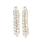 Brass Micro Pave Cubic Zirconia Stud Earrings, Rectangle, Golden, 68x13.5mm
