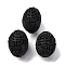 Cinnabar Beads, Carved Lacquerware, Oval with Flower, Black, 26.5x18.5x19.5mm, Hole: 2mm