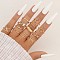 14Pcs Alloy & Rhinestone & Plastic Pearl Finger Rings, Ring/Flower/Heart, Golden, Inner Diameter: 16~19mm