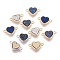 Brass Links connectors, with Druzy Resin, Heart, Mixed Color, 11x18.5~19x4~4.5mm, Hole: 1.6mm