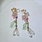 Flower with Teardrop Alloy Resin Clip-on Earrings, Golden, 80mm