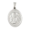 Non-Tarnish 304 Stainless Steel Pendants, Religious Theme Charm, Oval with Jesus, Stainless Steel Color, 24x16x2~2.5mm, Hole: 5x3mm