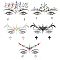 5 Sheets 5 Style Self Adhesive Resin Rhinestone Face Gems Stickers, Mixed Patterns, 12.5x16.5x0.3cm, Sticker: 22~60x1~137mm, 1 sheet/style