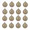 Alloy Pendant Cabochon Settings, For Enamel, Cadmium Free & Lead Free, Flat Round with Letter, Antique Bronze, Letter.C, 14x12x2mm, Hole: 1.5mm