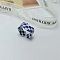 1Pc Tartan Pattern Acrylic Cuff Rings for Women, Dark Blue, Inner Diameter: 18mm