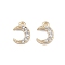 Brass Micro Pave Clear Cubic Zirconia Pendants, Moon Charms, Real 18K Gold Plated, 7x5x1.5mm, Hole: 0.8mm