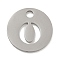Non-Tarnish 304 Stainless Steel Pendants, Stainless Steel Color, Flat Round with Letter, Letter O, 19x1.2mm, Hole: 2.5mm