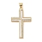 Brass Micro Pave Cubic Zirconia Pendants, with Shell Charms, Virgin Mary, Real 18K Gold Plated, Cross, 34x21.5x2.5mm, Hole: 3.5x4mm