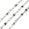 304 Stainless Steel Dapped Chains, with Enamel, Soldered, with Spool, Real 18K Gold Plated, Black, 2mm