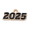 Alloy Enamel Pendants, Light Gold, Cadmium Free & Lead Free, Number 2025 Charm, Black, 9x18x1.5mm, Hole: 1.8mm
