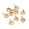 304 Stainless Steel Charms, with Jump Ring, Flat Round with Ohm/Aum Charm, Golden, 14x12x1.1mm, Hole: 3mm