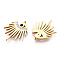 304 Stainless Steel Pendants, Manual Polishing, with Rhinestone, Eye Charms, Real 14K Gold Plated, 25.5x21x2.5mm, Hole: 1mm