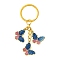 Alloy Enamel Keychain, with Iron Ring, Butterfly, Flamingo, 7.4cm