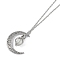Alloy Resin Moon Pumpkin Pendants Necklaces, Brass Cable Chains, Glow in the Dark , Stainless Steel Color, 17.40 inch(44.2~46cm)