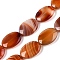Natural Agate Dyed Beads Strands, Flat Oval, Red, 25x18~18.5x6~8mm, Hole: 0.8~0.9mm, about 16pcs/strand, 15.75''(40cm)