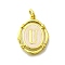 Brass Pendants, with Enamel, Oval with Letter, Real 18K Gold Plated, with Jump Ring, Letter U, 20x15~15.5x2mm, Hole: 3.5mm