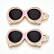 Alloy Enamel Pendants, Golden, Glasses Charm, Pink, 31x13.5x2~2.5mm, Hole: 2~3x2mm