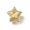 Brass Micro Pave Cubic Zirconia Beads, Star, with Crystal Zirconium, Real 18K Gold Plated, November Birthstone, Gold, 10x10x7.5mm, Hole: 2x2mm