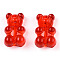 Transparent Acrylic Beads, Bear, Red, 18.5x12x7.6mm, Hole: 1.6mm