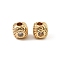 Brass Clear Cubic Zirconia Beads, Textured Cube, Real 18K Gold Plated, 4.5x4.5x4mm, Hole: 1.4mm